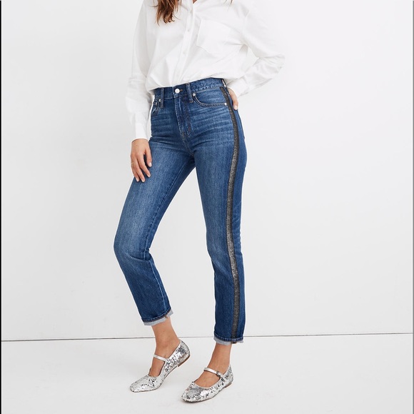 Madewell Denim - The Perfect Vintage Jean: Metallic Tuxedo Stripe Edition